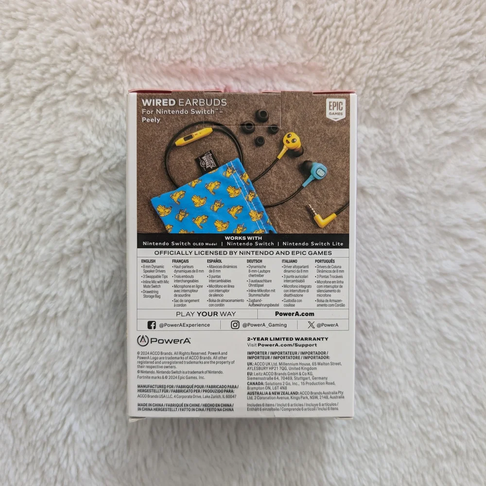 Brand New Fortnite Peely PowerA Wired Buds Nintendo Switch Sealed CODE Included